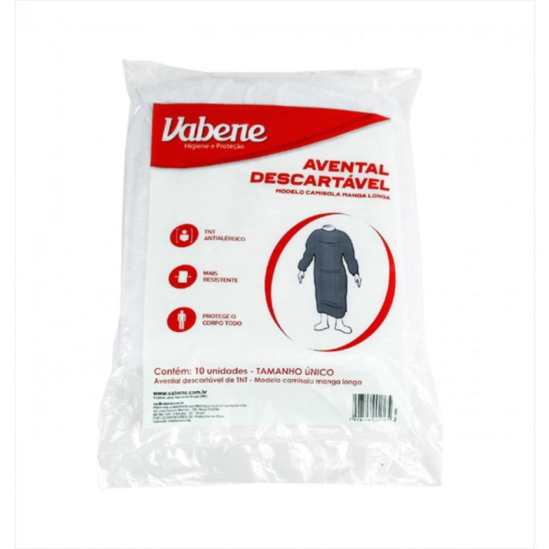 AVENTAL DESC. TNT MANGA LONGA 10UN 110 CM x 70 Cm (1840)