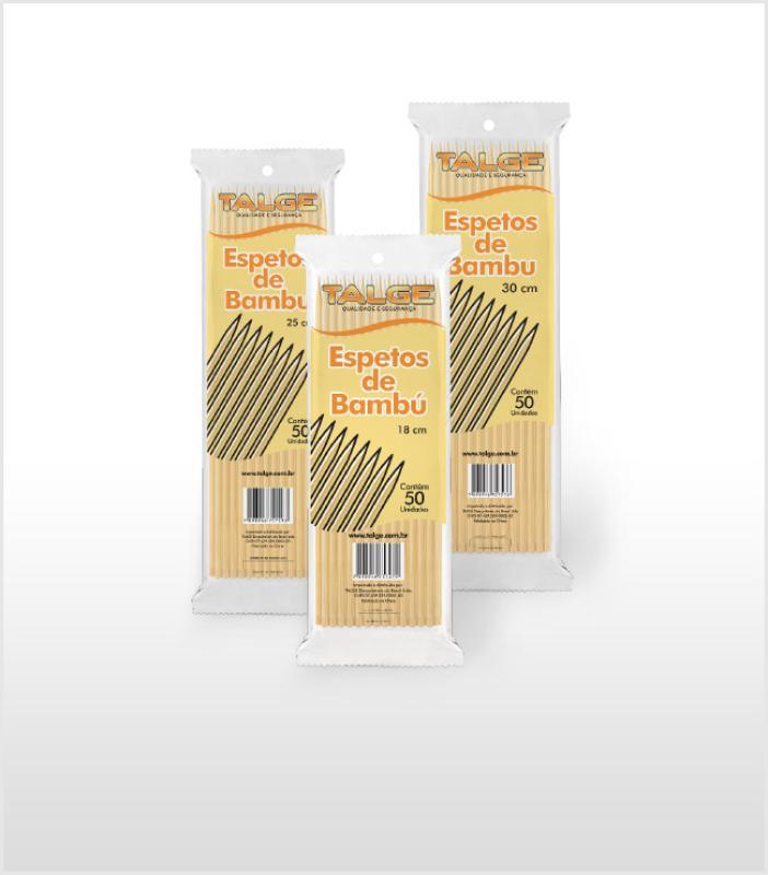 ESPETOS DE BAMBU TALGE 25 CM  PCT C/ 50 UN 