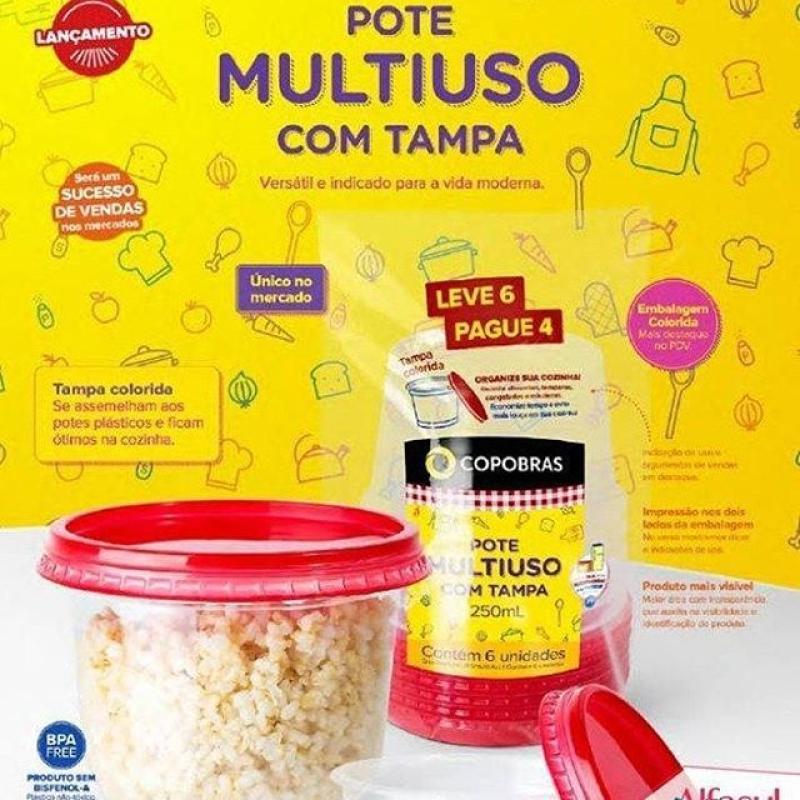 KIT-250 POTE/TAMPA PLAST COPOBRAS 250ML 24 X 6 CX 144